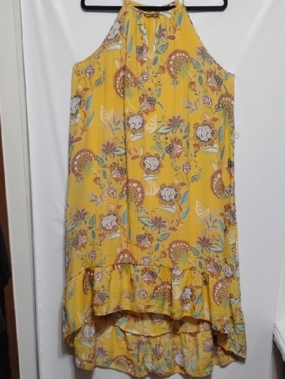 Mlle Gabrielle Yellow‎ Floral Cottagecore Halter High-Low Bohemian Dress
